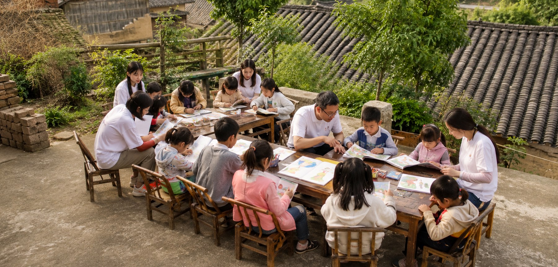 乡村院落里的陪伴课堂