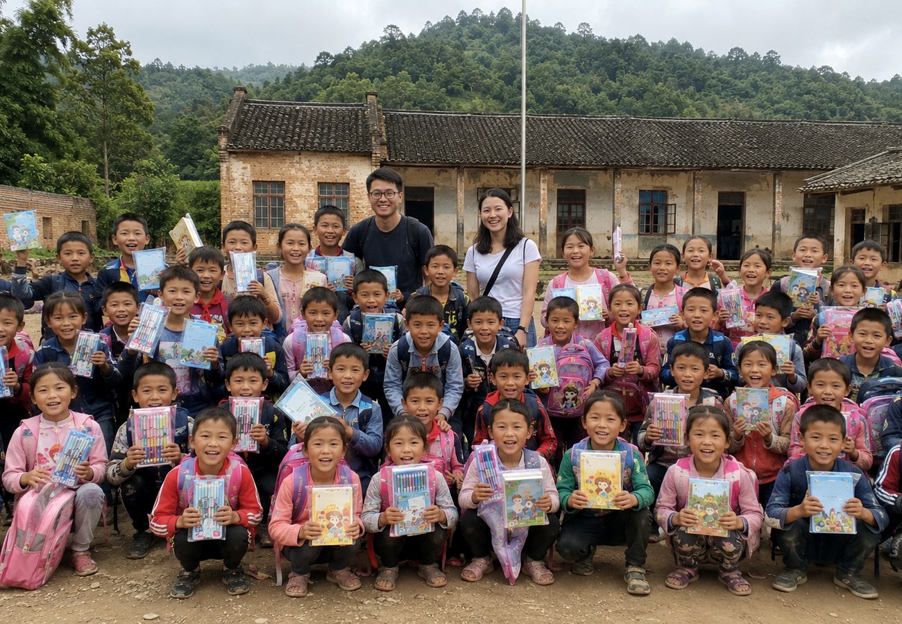 同德会与乡村学校孩子们的公益合影
